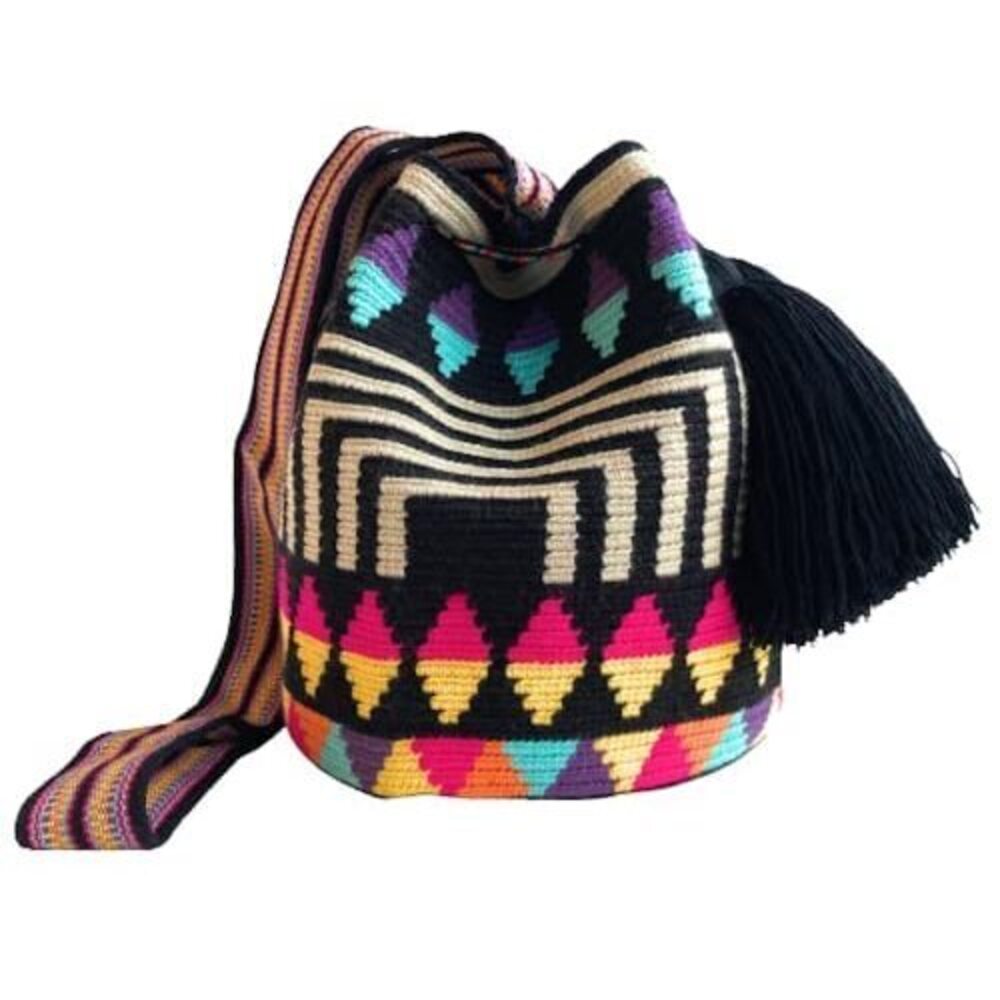 9876 MEDIUM Wayuu Mochila Bag original bolsa tejida colombiana authentic